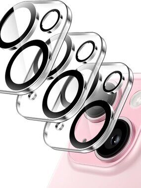 JETech Camera Lens Protector for iPhone 15/15 Plus, 3-Pack | 9H Tempered Glass